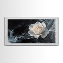 Abstract Oil Painting Print of a White Rose, Framed Canvas Print, Centerpiece Wall Art, Accent Piece Art, Floral Print, Flower Painting Wall Art