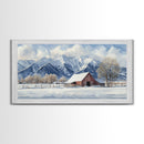 Winter Cabin Oil Painting Print - Rustic Farmhouse Decor - Modern Farmhouse - Cabin Decor - Rural America Oil Painting Print