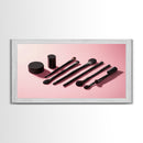 Makeup Brushes Framed Canvas Print - Makeup Wall Art - Preppy Dorm Room Decor - Makeup Painting