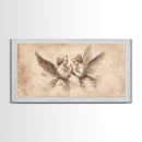 Guardian Angel Wall Art, Angel Painting Canvas Print, Angel Sketch, Angelic Home Decor, Christian Art, Christianity Home Decor
