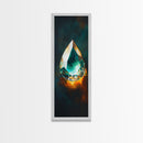 Blue Green Gemstone on Fire Canvas Print Abstract Sacred Geometry Art Moody Wall Art Unique Bedroom Decor Statement Piece