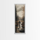 Fly fishing painting outdoor adventure framed canvas print, rustic wall art, serene river scene, nature-themed decor, great gift idea