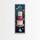 Cute Painting Print of a Birthday Cake - Framed Canvas - Preppy Dorm Room Decor - Wedding Decor - Birthday Cake Wall Art - Kitchen Decor