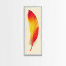 Red and Orange Feather Painting Print - Boho Wall Art - Framed Canvas Print - Tall Skinny Art - Minimalist Home Decor - Rustic Decor