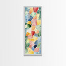 Stained Glass Mosaic Framed Canvas Print Vibrant Moroccan Wall Art Bright Geometric Long Skinny Living Room or Bedroom Decor