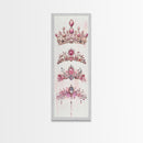 Royal Pink Tiara Framed Canvas Print Princess Gemstone Painting Feminine Wabi Sabi Art Vertical Wall Art Elegant Home Decor