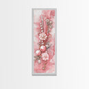 Elegant Pink Pearl Hair Accessories Framed Canvas Print with Whimsical Art Touch for Feminine and Minimalist Decor