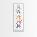 Artistic Dental Canvas Print Featuring Colorful Watercolor Teeth, Whimsical Dental Office Wall Art, Gift Idea for Dentists
