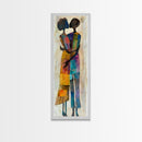 Afrocentric Couple Dancing Framed Canvas Print Colorful Abstract Painting Black Love Home Decor Tall Narrow Art Gift Idea