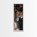 Floral and Leopard Canvas Print with Moody Art Style, Unique Animal Wall Art and Vertical Skinny Art Living Room Decor