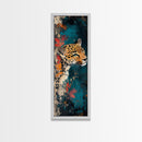 Leopard Wall Art Framed Canvas Print Featuring Elegant and Colorful Design, Perfect Vertical Boho Home Decor Accent Piece
