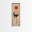 Red Sun Brain Framed Canvas Print, Abstract Science Wall Art, Moody Therapy Artwork, Vertical Wabi Sabi Decor, Living Room Art