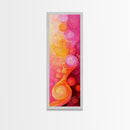 Abstract Pink Orange Swirl Framed Canvas Print, Vertical Skinny Art, Light Pink Dorm Wall Art, Minimalist Modern Art Decor