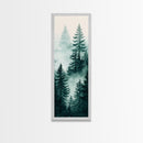 Misty Pine Forest Canvas Print Rustic Wall Art Sage Green Wall Art Bedroom or Living Room Forest Landscape Wabi Sabi Piece