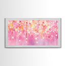 Magical Fairy Light Pink Abstract Canvas Print with Bokeh Lights, Ideal Whimsical Art for Living Room, Vertical Skinny Wall Art