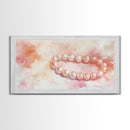 Pearl Bracelet Canvas Print Light Pink Wall Art Feminine Jewelry Artwork Romantic Rustic Decor Cottagecore Aesthetic Bedroom Ar