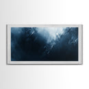 Moody Ocean Framed Canvas Print, Nautical Wall Art Bedroom Decor, Coastal Painting Gift Idea Nautical Seascape Horizontal Artwork