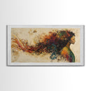 Vibrant Female Silhouette Framed Canvas Print, Whimsical Art, Afrocentric Wall Art, Angel Art Prints, Bedroom Art, Chinoiserie Wall Art