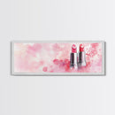Pink Lipstick Art Canvas Print, Light Pink Wall Art, Feminine Abstract Painting, Modern Home Decor Piece for Bedroom or Bathroom