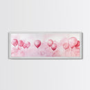 Balloon Painting Framed Canvas Print in Pastel Pink Hues, Whimsical Horizontal Artwork, Light Pink Wall Art for Living Room Decor