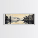 Tranquil Woodland Reflection Canvas Print, Lake Tahoe Art, Smoky Mountain Art, Coastal Landscape Art, Bedroom Art, Rustic Decor