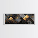 Geometric Gold Framed Canvas Print Art Deco Wabi Sabi Wall Art Rustic Modern Decor Unique Above Bed or Sofa Art Living Room Accent