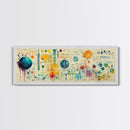 Framed Canvas Print of Science Art with Abstract Diagrams, Therapy Art, Brain Art, Panoramic Wall Art, Horizontal Living Room Art