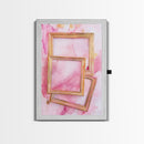 Golden Frames on Pink Canvas Print | Abstract Minimalist Wall Art | Rustic Gold Decor | Wabi Sabi Aesthetic | Living Room Accent | Gift Idea