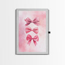 Pink Ribbon Trio Canvas Print, Feminine Wall Art, Light Pink Wall Art, Gift Idea for Her, Whimsical Art, Minimalist Art, Bedroom Wall Decor