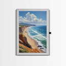 Panoramic Coastal Framed Canvas Print Blue Ocean View Nautical Landscape Art Extra Wide Wall Art Nautical Decor Living Room Beach Artwork