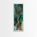 Oak tree art, mystical tree, moody art, green wall art, zen wall art, framed canvas print, nature-inspired, wabi sabi art, gift idea