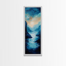 Moonlit Valley, moody art, blue and green wall art, framed canvas print, above couch art, original painting, landscape painting
