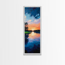 Lake Sunset, Reflections, Moody Art, Framed Canvas Print, Coastal Landscape Art, Horizontal Wall Art, Above Sofa Art