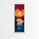 Fiery Sunset, pink orange wall art, landscape painting, moody art, dramatic wall art, framed canvas print, horizontal wall art