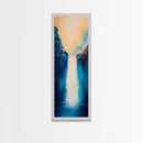 Waterfall Painting, Blue and Green Wall Art, Nature Landscape, Vertical Wall Art, Coastal Decor, Canvas Print, Gift Idea, Boho Art