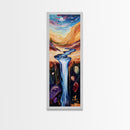 Surreal Waterfall, wabi sabi art, zen wall art, fantasy landscape, blue and green wall art, framed canvas print, panoramic art