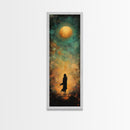 Moonlight, dark romance painting, moody art, forest at dusk painting, celestial art, teal wall art, framed canvas print, gift idea