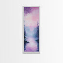 Misty Mountains, smoky mountain art, light pink wall art, framed canvas print, soft pastel art, pine tree art, above couch art