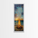 Fire, Seascape Art, Canvas Print, nautical wall art, ocean painting, beach house decor, moody art, above bed wall art, coastal decor, gift idea