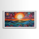 Sunset Waves, Canvas Print, surf wall art, geometric wall art, pink orange wall art, colorful abstract art, extra wide art, boho art