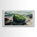 Mossy Rock, Ireland painting, framed canvas print, coastal wall art, nautical wall art, moody art, original painting, rustic decor