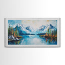 Snowy Peaks, mountain painting, framed canvas print, landscape painting, extra wide art, rustic wall art, above bed wall art