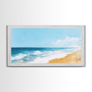 Ocean Beach Painting, seascape painting, coastal wall art, nautical decor, beach house art, panoramic painting, Canvas Print