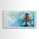 Vibrant Pine Tree, pine tree art, landscape painting, blue and green wall art, colorful abstract art, wabi sabi art, Canvas Print