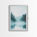 Misty Forest Painting, Pine Tree Art, Moody Landscape, Nature Wall Art, Tranquil Scenery, Green Wall Art, Canvas Print