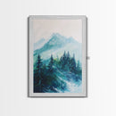 Mountain Painting, Forest Landscape Art, Nature Scene, Blue and Green Wall Art, Tranquil Scenery, Rustic Decor, Canvas Print