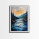 Mountain Stream, Nature Painting, Canvas Print, Forest Art, Rustic Wall Art, Coastal Decor, Bedroom Art, Cabin Decor, Gift Idea