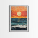 Vibrant Sunset Seascape Canvas Print, Beach House Art, Coastal Sunset Painting, Ocean View Wall Art, Nautical Home Decor, Serene Landscape