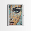 Blue Eye Portrait Canvas Print Realistic Face Painting Modern Wall Art Feminine Home Decor Urban Street Style Artwork Unique Gift