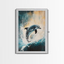Jumping Dolphin, Dolphin Painting, Coastal Decor, Nautical Painting, Seascape Art, Ocean Art, Canvas Print, Gift Idea